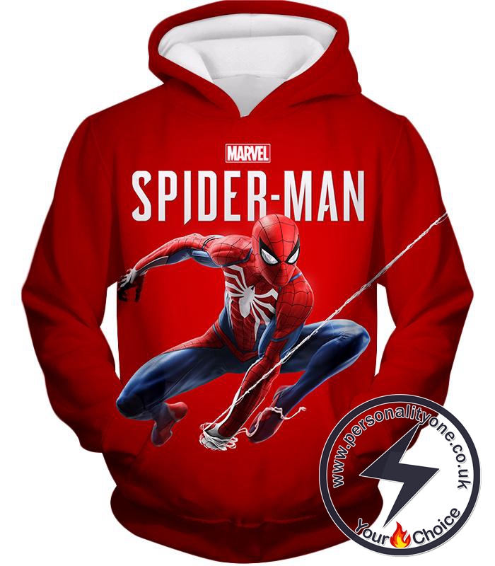 Marvels Web Slinging Spiderman Cool Red Promo Hoodie