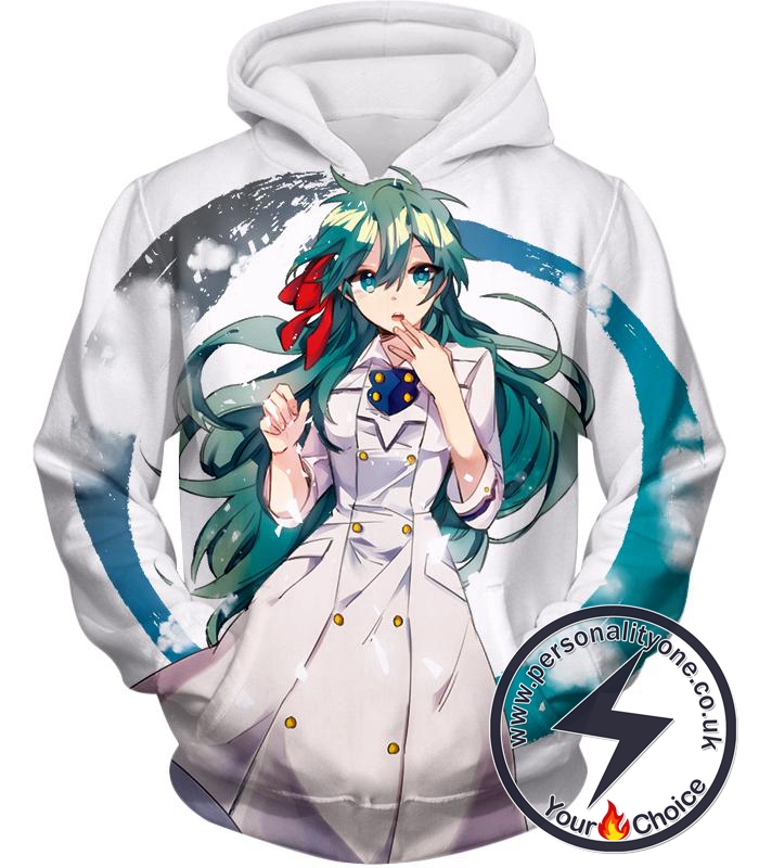 My Hero Academia Cute Blue Haired Anime Girl Super Cool White Hoodie