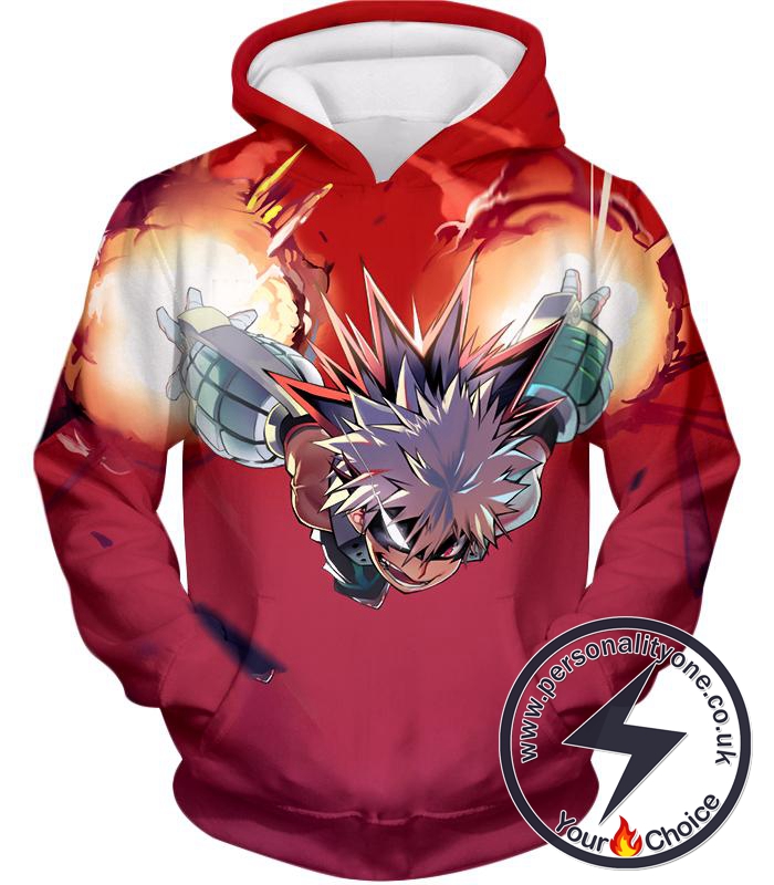 My Hero Academia Exploding Hero Bakugo Katsuki Ultimate Action Red Hoodie