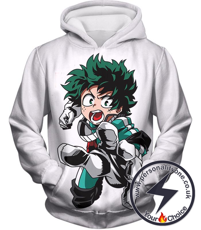 My Hero Academia Izuki Midoriya Action White Hoodie
