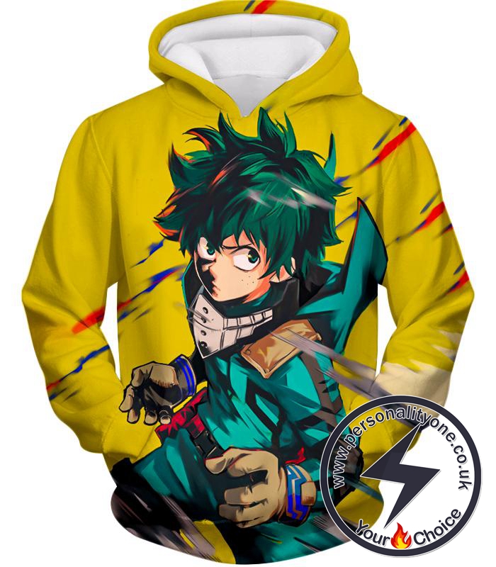 My Hero Academia Izuki Midoriya aka Deku Amazing Anime Promo Yellow Hoodie