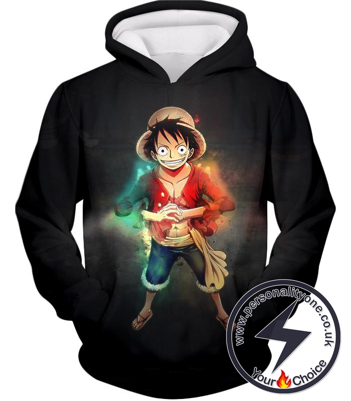 One Piece Captain of Straw Hats Monkey D Luffy Cool Black Hoodie