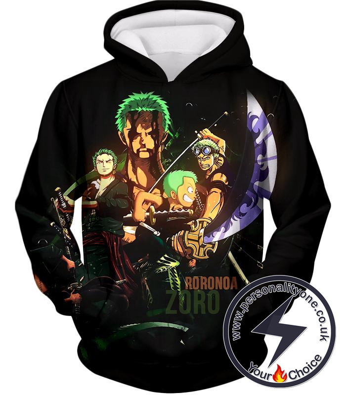 One Piece Extremely Powerful Swordsman Roronoa Zoro Promo Black Hoodie