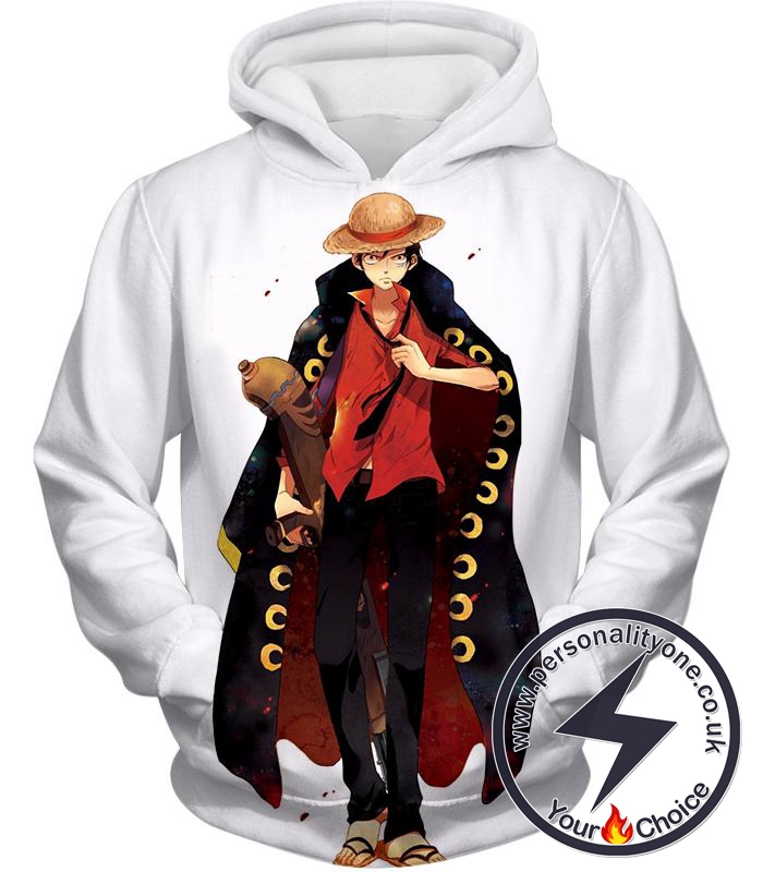 One Piece Future Pirate King Straw Hat Luffy Cool White Hoodie