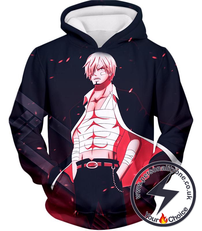 One Piece Handsome Smoking Pirate Prince Vinsmoke Sanji Cool Black Hoodie