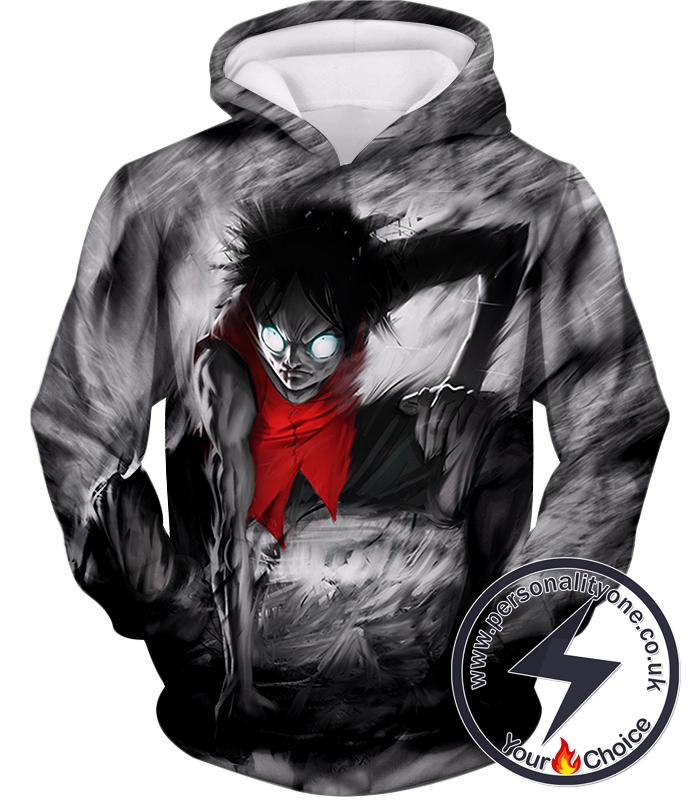 One Piece Powerful Pirate Straw Hat Luffy Awesome Action Black Hoodie
