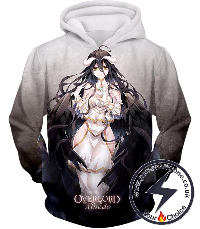 Overlord Overlord White Devil Albedo Cool Promo Anime Grey Hoodie