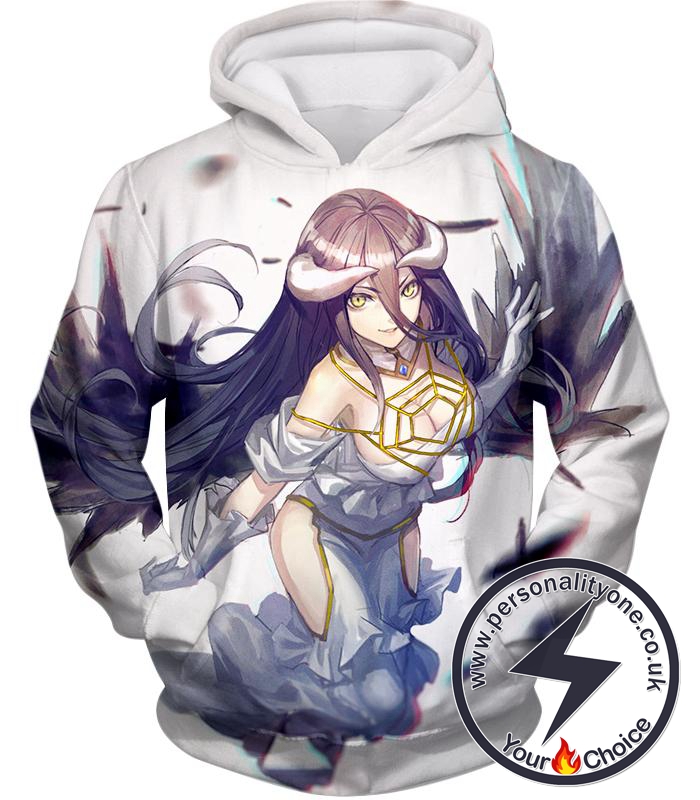 Overlord Pure White Devil Albedo Cute Anime Girl White Hoodie