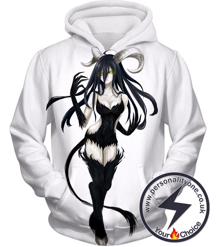 Overlord Super Cool Demon Albedo Awesome Fan Art Promo Anime White Hoodie