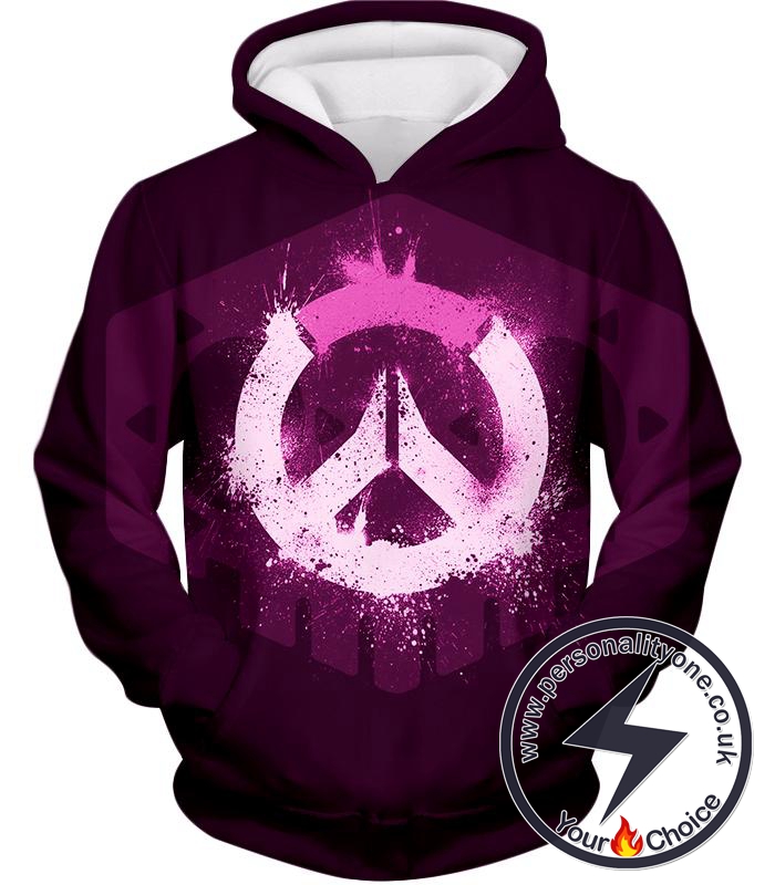 Overwatch Pink Overwatch Logo Promo Maroon Hoodie
