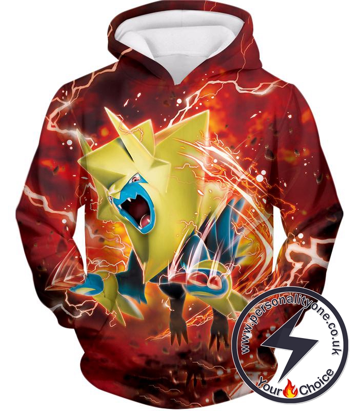 Pokemon Amazing Electric Type Pokemon Mega Manectric HD Action Red Hoodie
