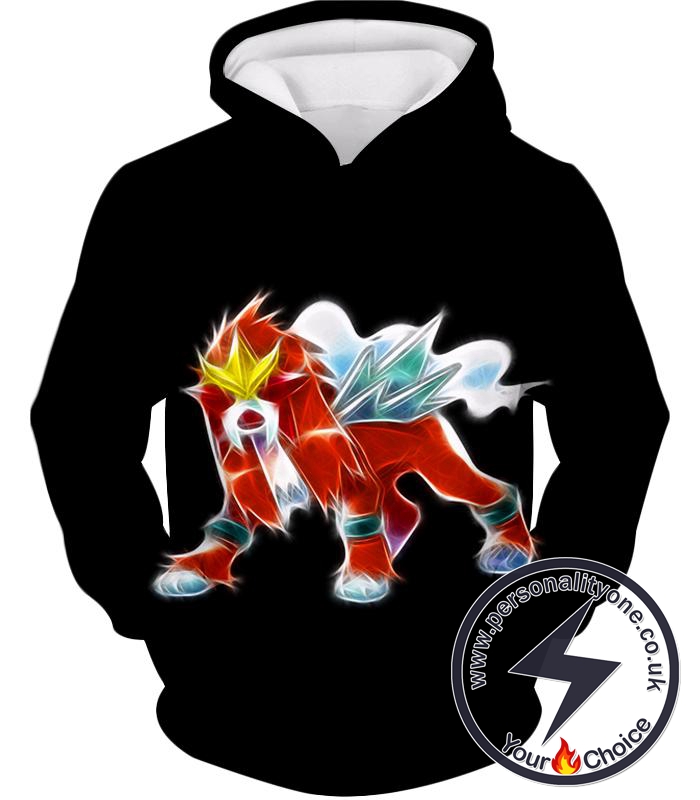 Pokemon Amazing Volcano Fire Type Legendary Pokemon Entei Cool Black Hoodie