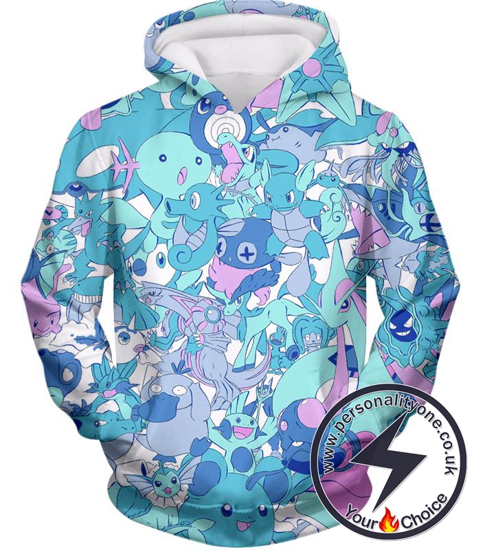Pokemon Cool All in One Water Pokemons Promo Anime Hoodie