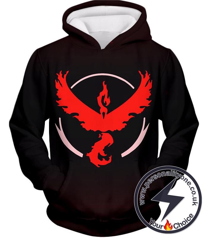 Pokemon Cool Pokemon Go Team Valor Moltres Logo Black Hoodie