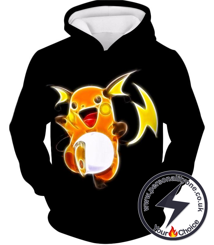 Pokemon Cool Thunder Pokemon Raichu Amazing Black Hoodie