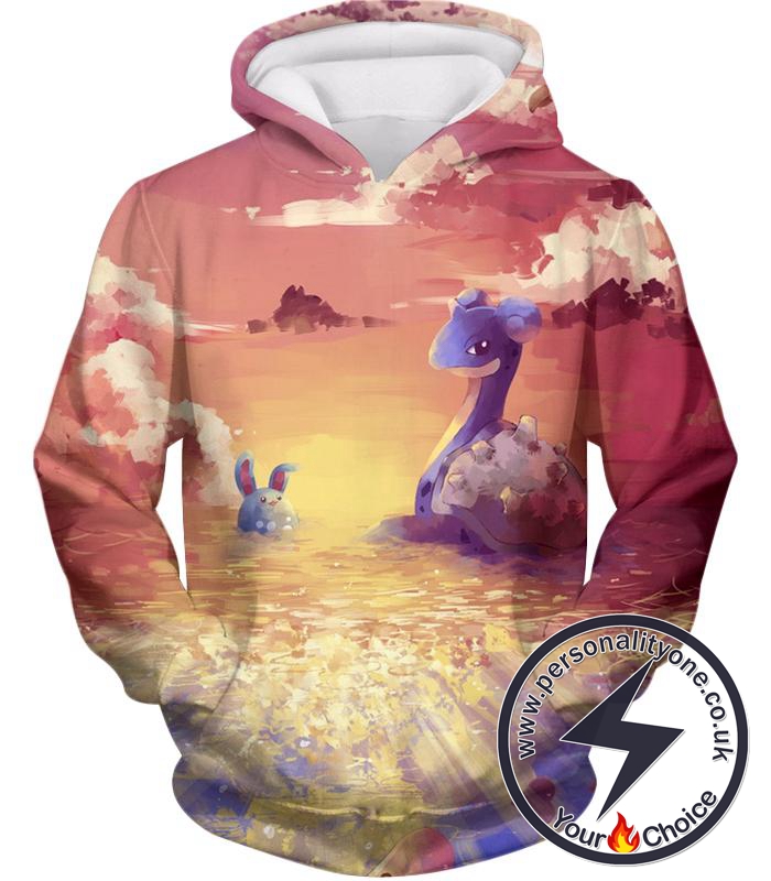 Pokemon Cool Water Pokemons Lapras and Azumaril Amazing Hoodie