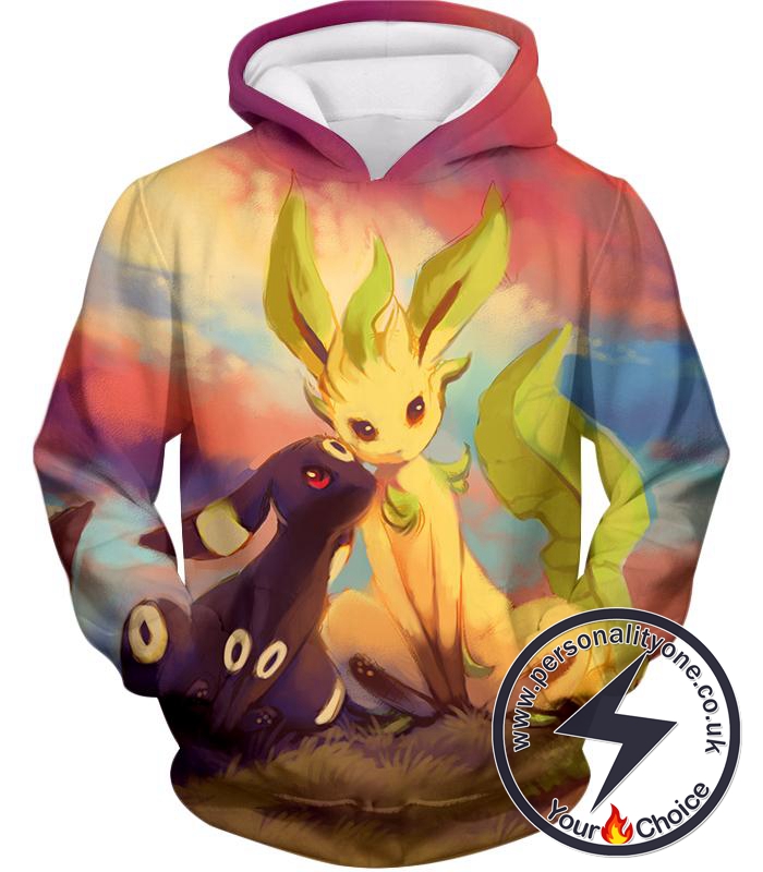Pokemon Cute Wolf Pokemons Umbreon and Leafeon Hoodie