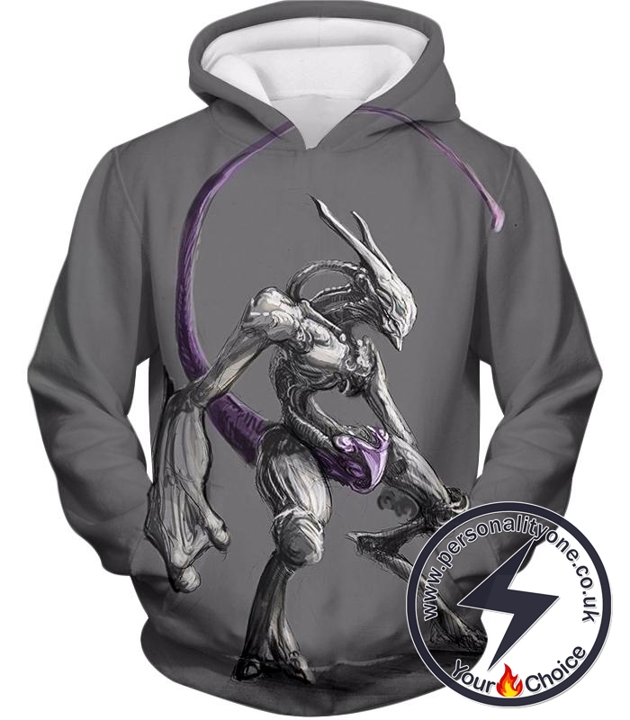 Pokemon Extremely Powerful Psychic Pokemon Mewto Cool Grey Hoodie