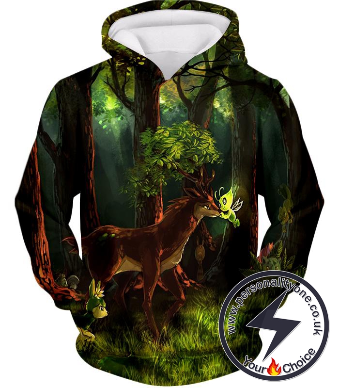 Pokemon Fairy of the Forest Grass Psychic Type Pokemon Celebi Cute Hoodie