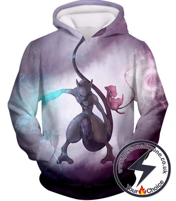 Pokemon Legendary Psychic Pokemon Combination Mew and Mewto Cool Anime Hoodie