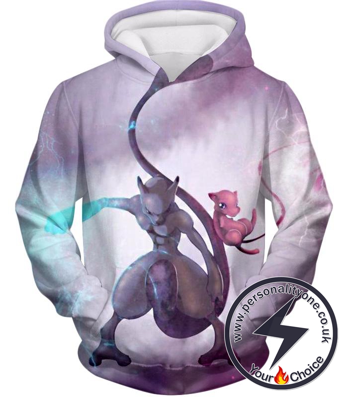 Pokemon Legendary Psychic Pokemons Mew x Mewto Cool White Hoodie
