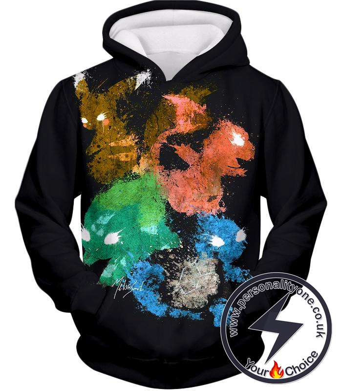 Pokemon Pokemon First Generation Pokemons Spray Print Cool Black Hoodie