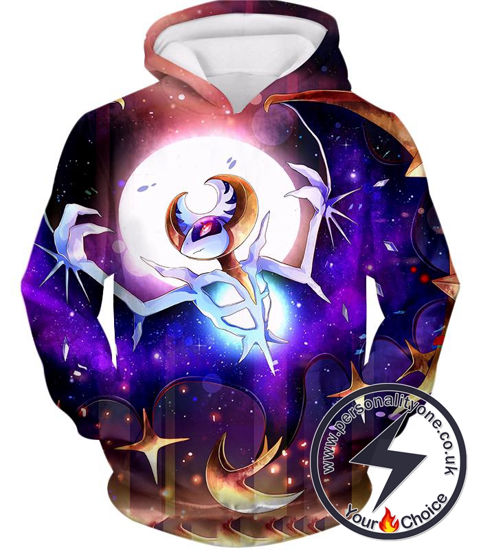 Pokemon Powerful Ghost Psychic Pokemon Beautiful Night Sky Lunala Hoodie