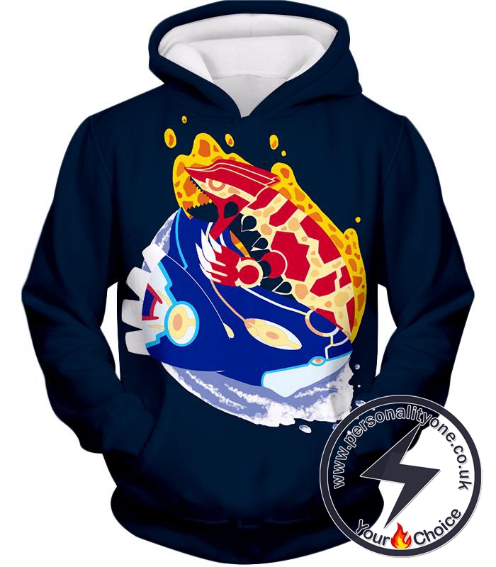 Pokemon Powerful Legendary Pokemons Groudon and Kyogre Cool Black Hoodie