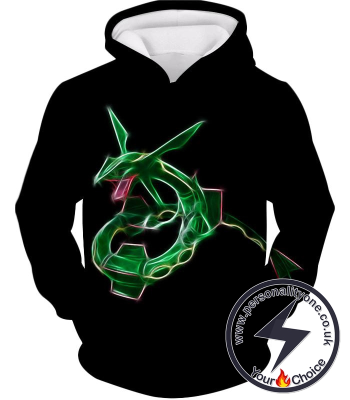 Pokemon Super Cool Legendary Flying Dragon Pokemon Rayquaza Awesome Anime Black Hoodie