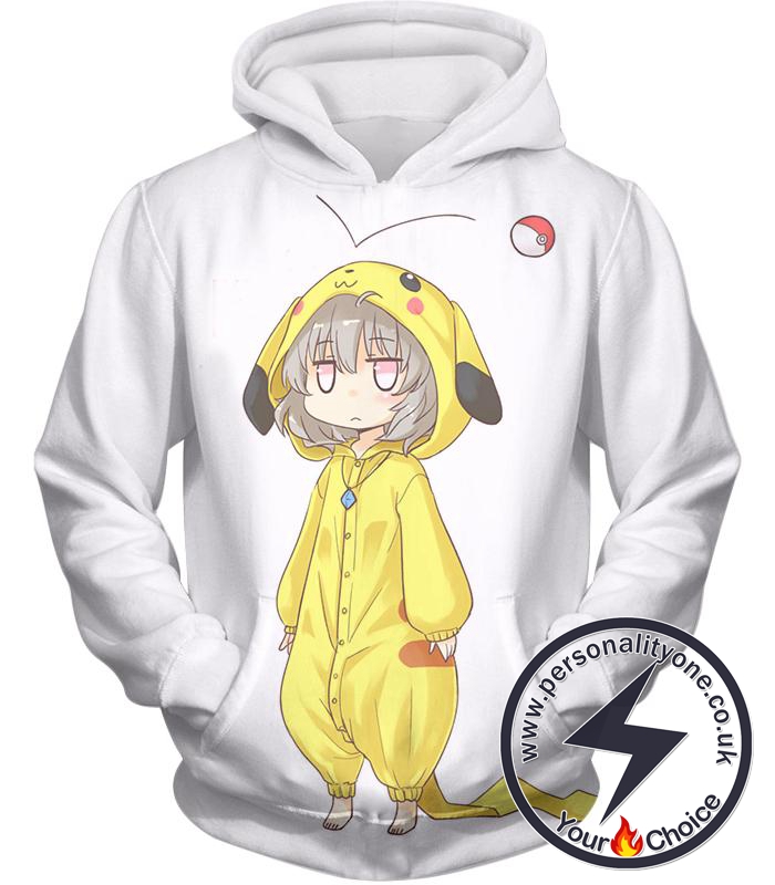 Pokemon Super Cool Pokemon Promo Pikachu Uniform Awesome White Anime Hoodie