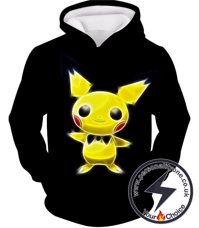 Pokemon Super Cute Thunder Pokemon Pichu Cool Black Hoodie