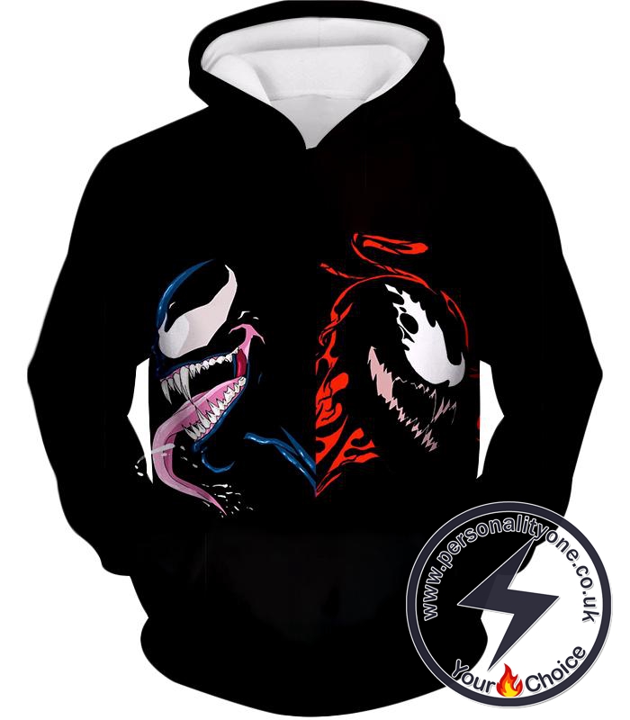 Pure Black Carnage and Venom Printed Hoodie