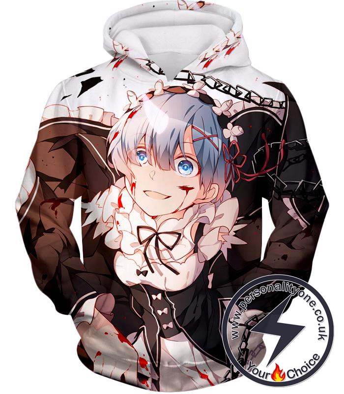 Re:Zero Anime Girl Maid Rem Blood Action Hoodie