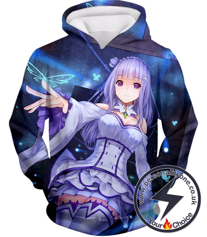 Re:Zero Beautiful Frost Witch Princess Emilia Cute Anime Hoodie