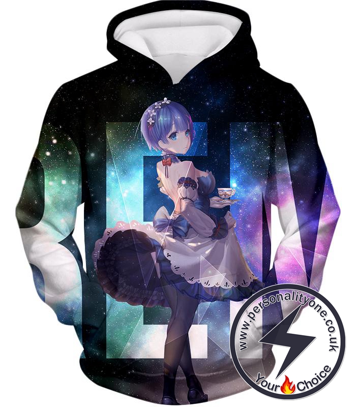 Re:Zero Blue Haired Perfect Anime Maid Rem Promo Black Hoodie