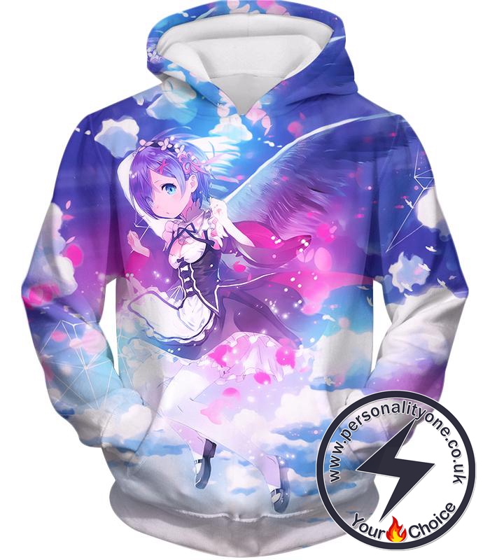 Re:Zero Cute Blue Hair Flying Anime Maid Rem Action Hoodie