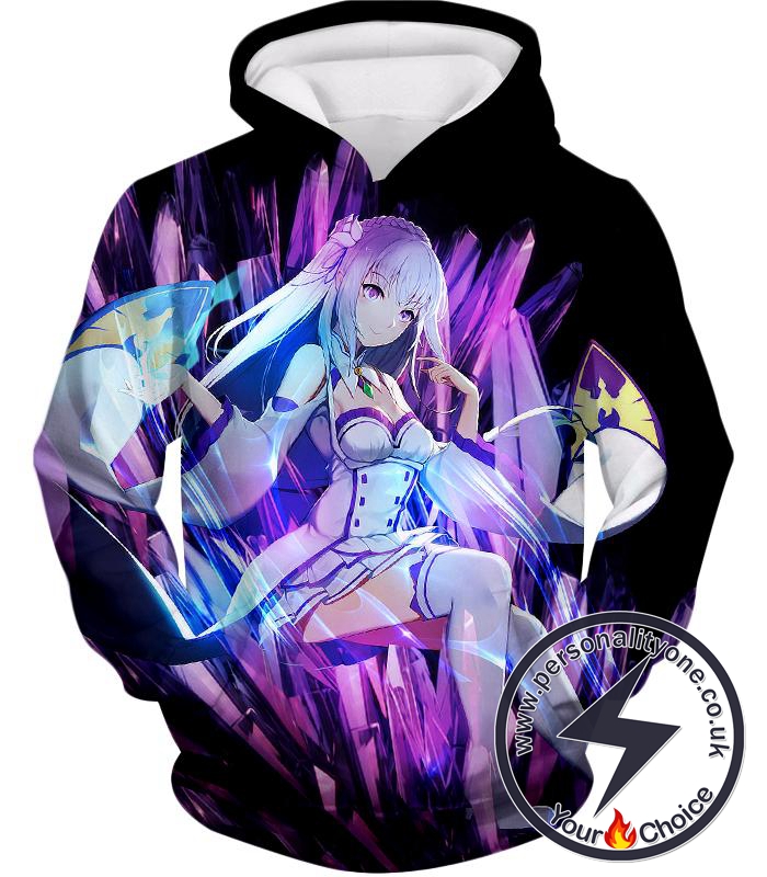 Re:Zero Cute Re:Zero Heroine Princess Emilia Black Hoodie