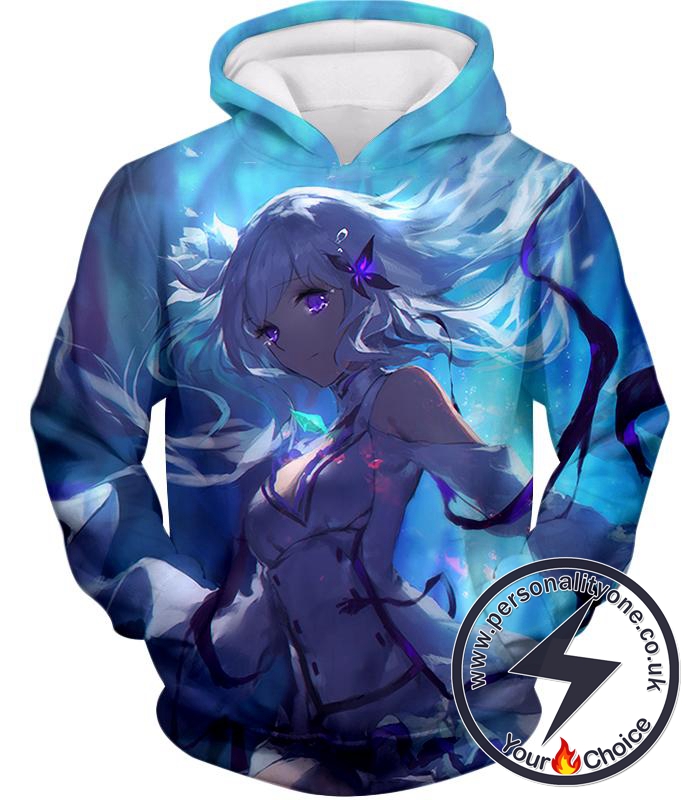 Re:Zero Princess Emilia Beautiful Silver Haired Anime Girl Hoodie