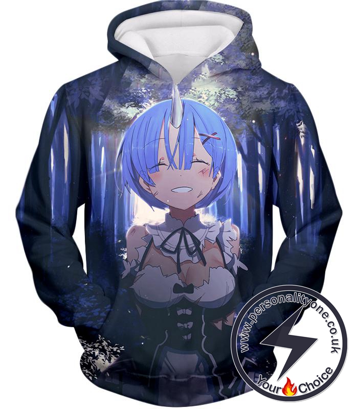 Re:Zero Re:Zero Blue Haired Maid Rem Oni Cool anime Hoodie