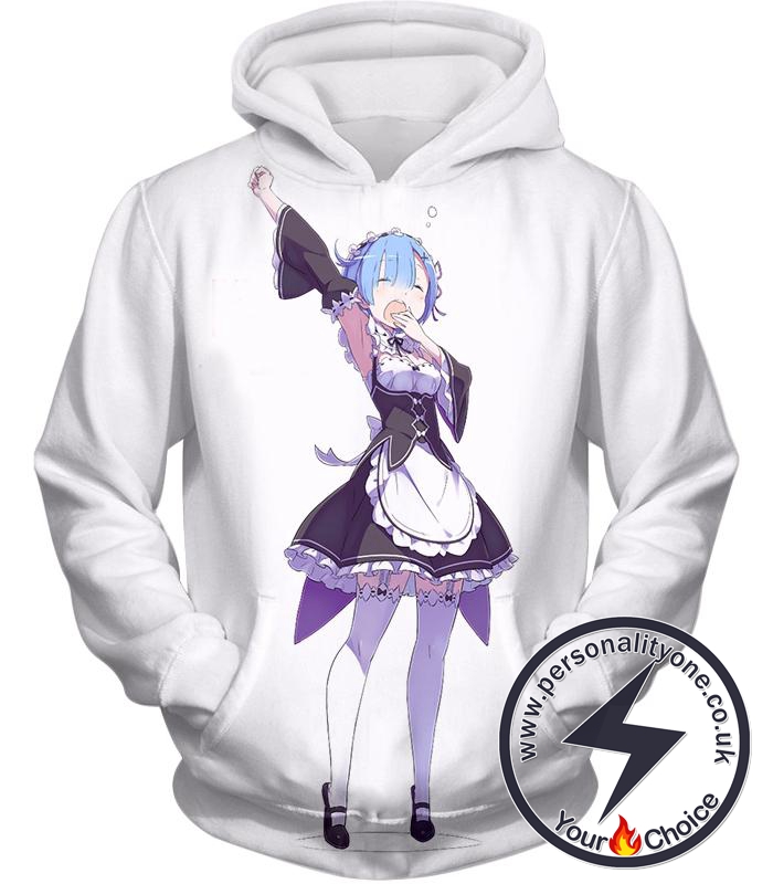 Re:Zero Super Cute Rem the Maid White Hoodie