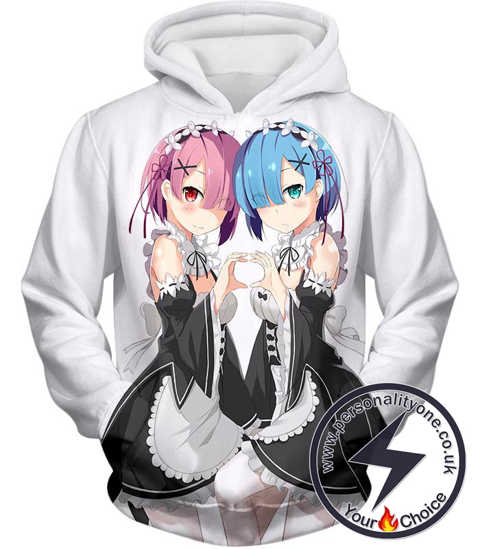 Re:Zero Super Cute Sky Blue Haired Maid Rem Hoodie