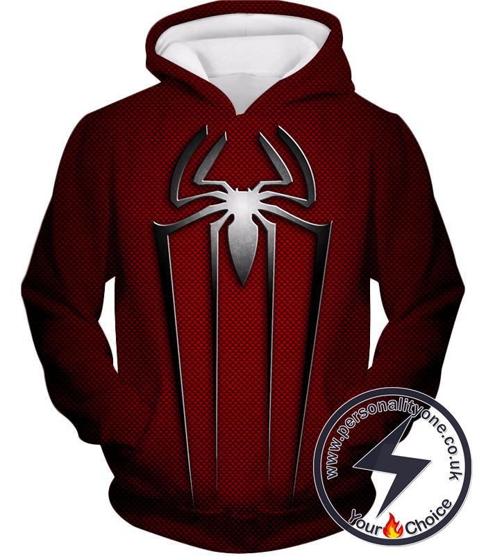 Red Costume Patterned Spiderman Logo Promo Hoodie