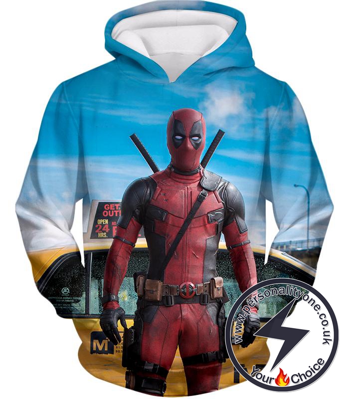 Serious Deadpool Movie Look Cool Blue Hoodie
