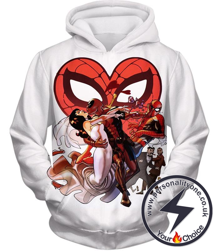 Spiderman Comics Anti-Hero Deadpool Funny White Hoodie