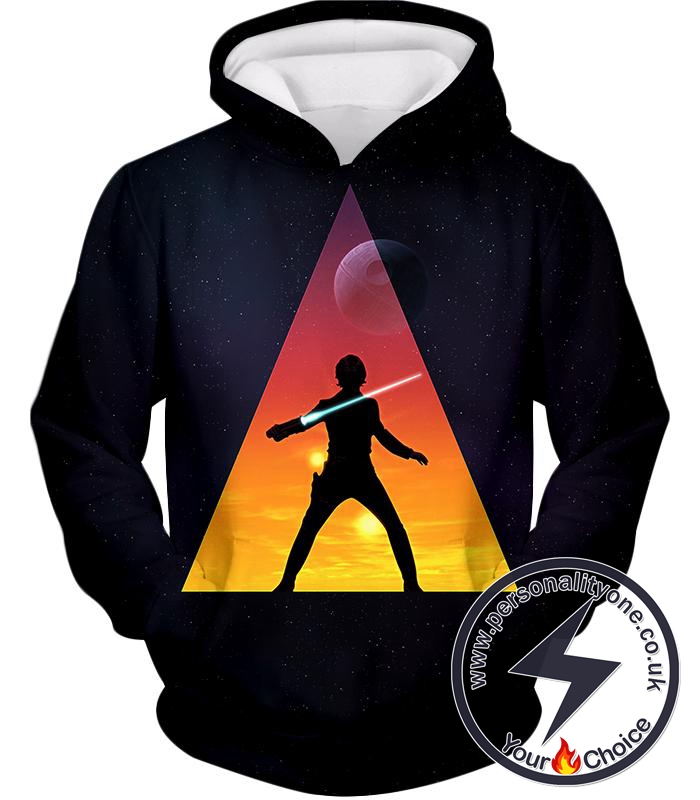 Star Wars Super Cool Jedi Luke Skywalker Action Black Hoodie