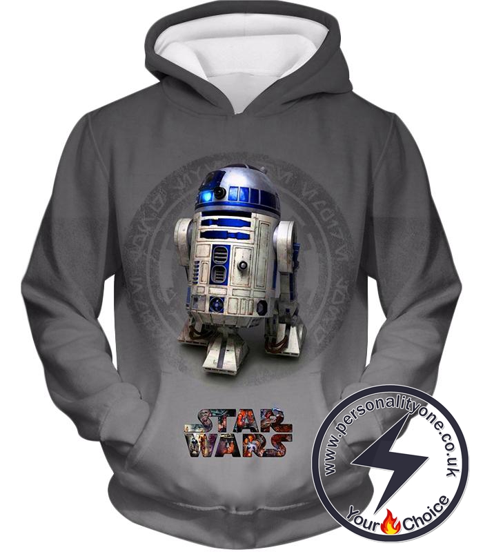 Star Wars Super Cool Robot R2-D2 Star Wars Promo Awesome Grey Hoodie