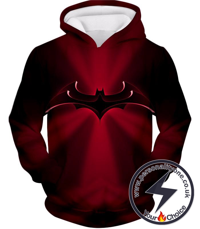 Super Awesome Red Batman Logo Cool Red Shaded Hoodie