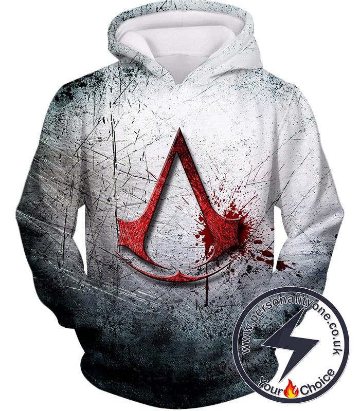 Super Cool Assassin's Creed Logo Promo Scratched Graphic Hoodie
