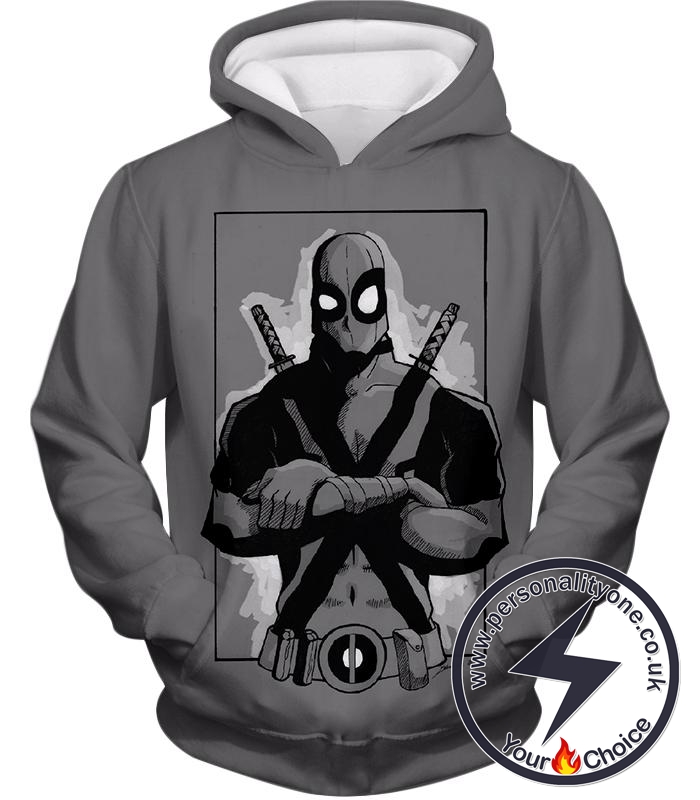 Super Cool Grey Deadpool Promo Pose Hoodie