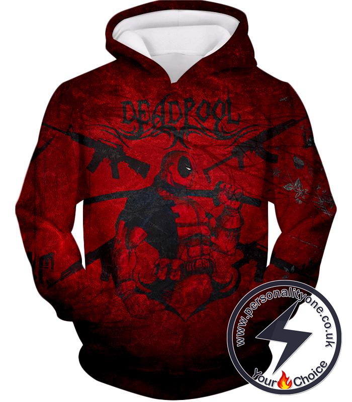 Super Regenerating Marvel Hero Deadpool Promo Red Hoodie